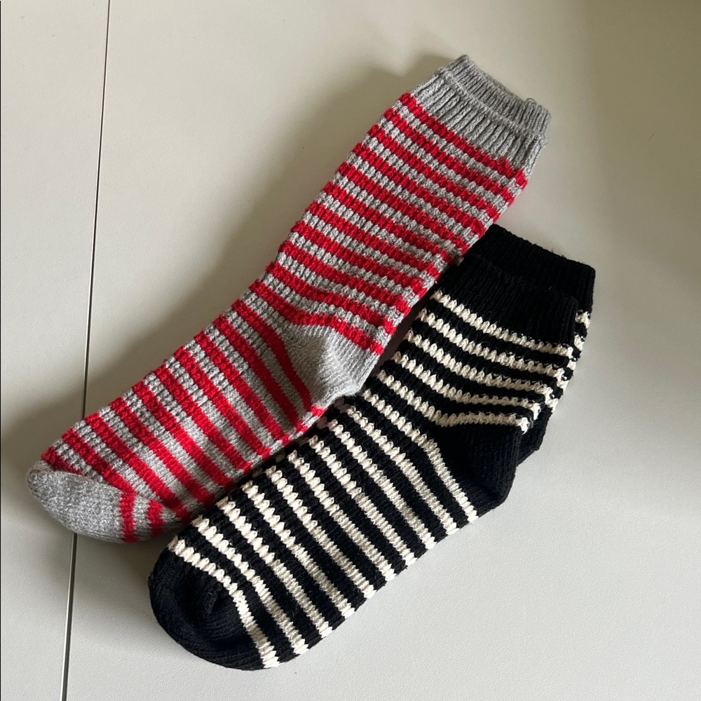 Madewell Red and Black Striped Socks Set